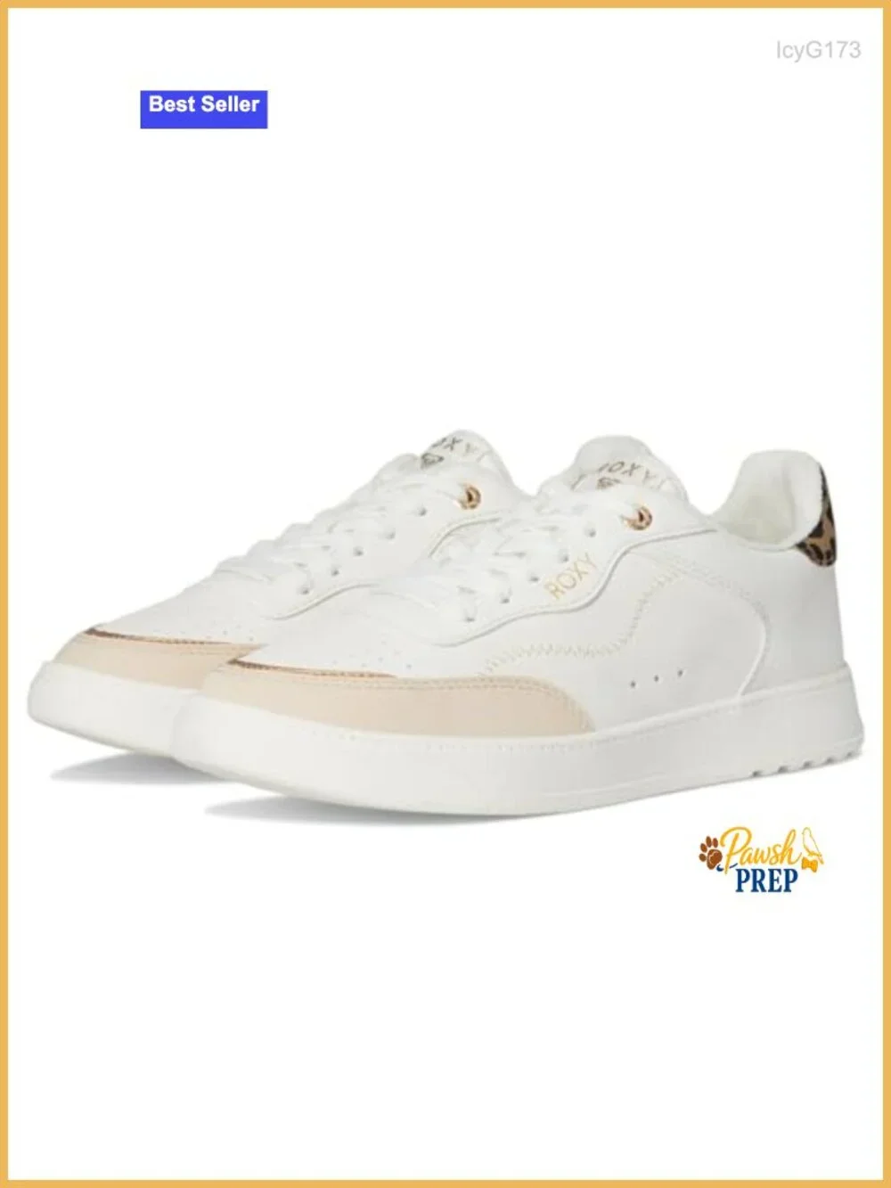 Women's White Leopard Low Top Fashion Sneakers with Lace Up Closure